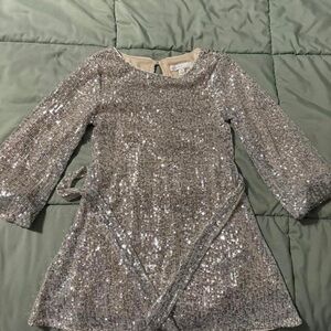 Girls Silver Sequin Dress